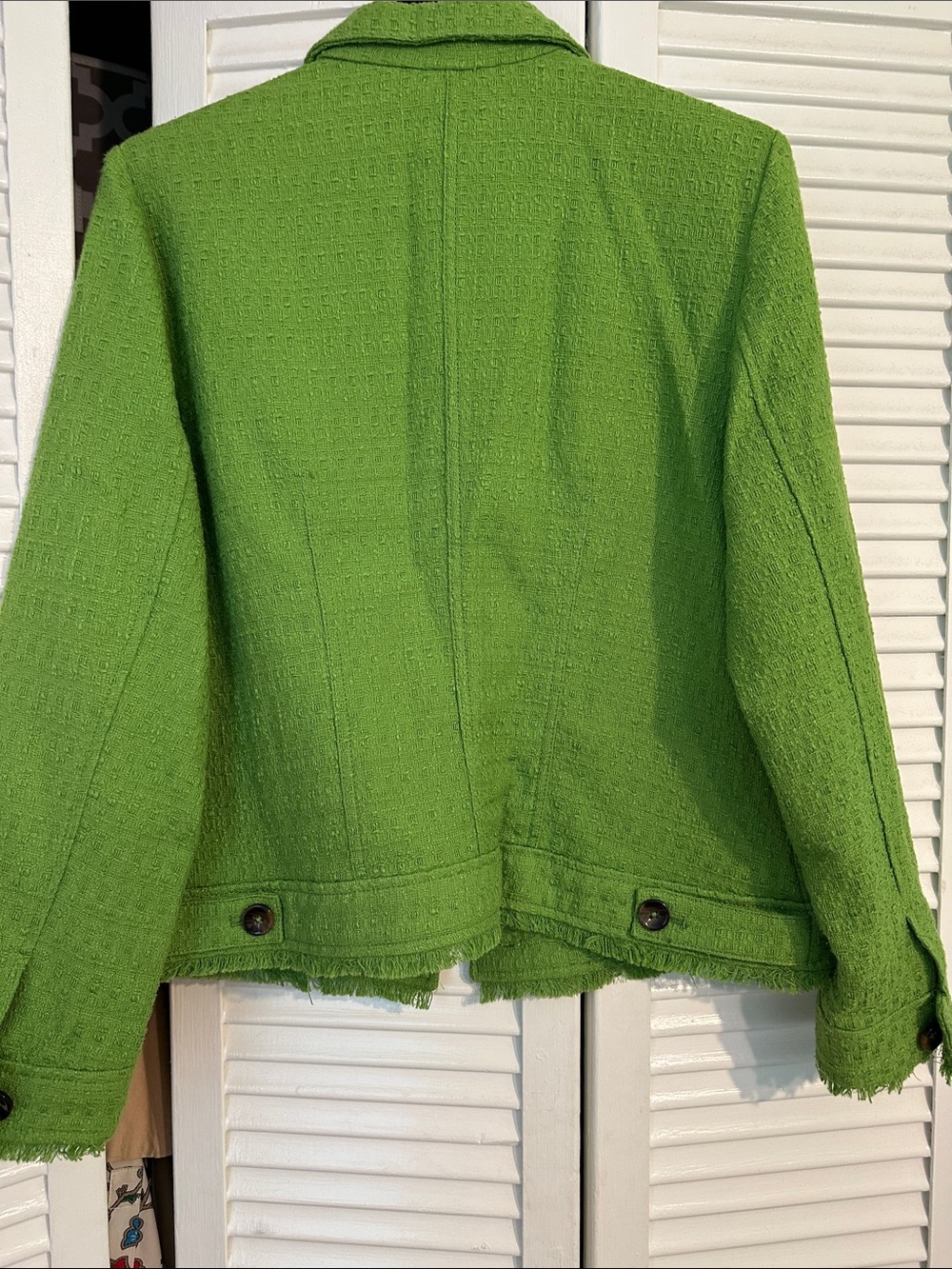 Chico's Lime Green Tweed Button Jacket - Picture 4 of 4